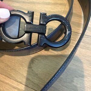 Authentic feragamo men’s belt- navy and black